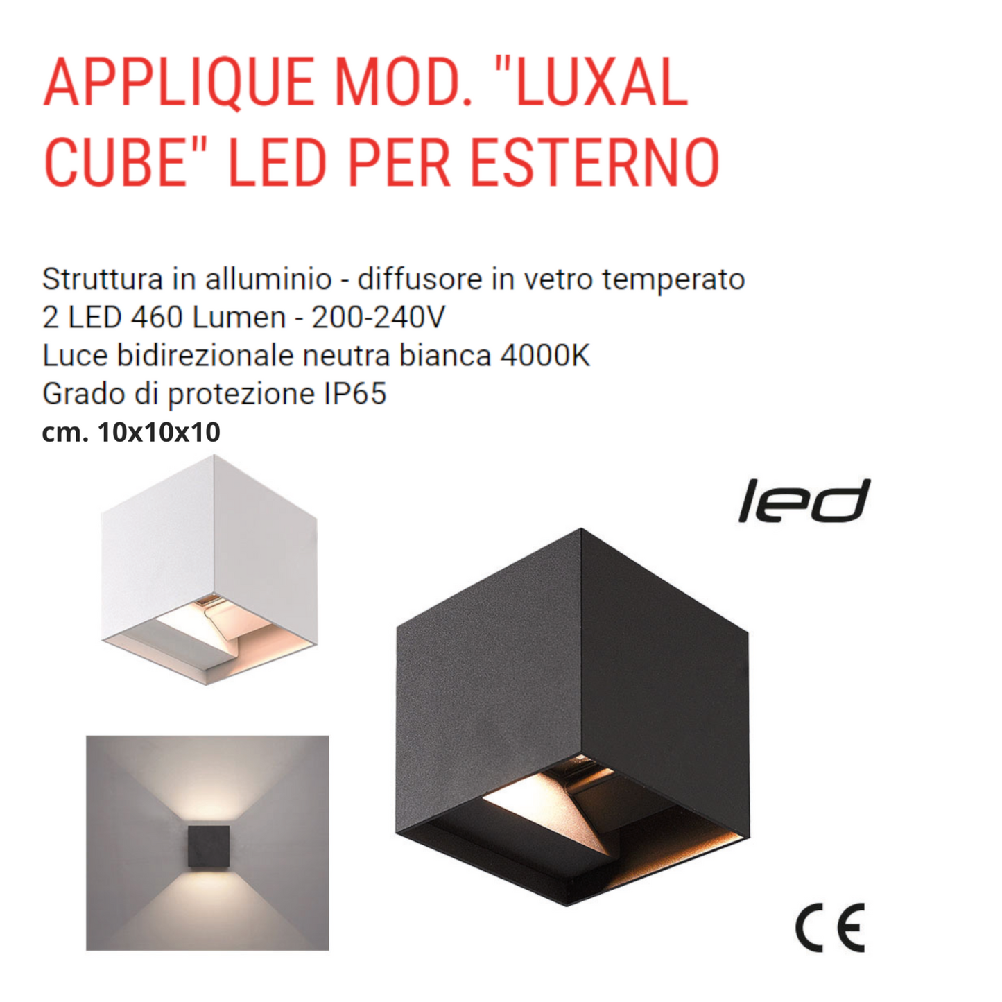 Plafoniera Led Esterno Faretto Luce a Parete Muro Lampada Applique Moderno VBS