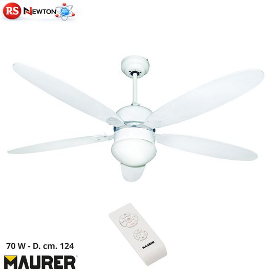 VENTILATORE A SOFFITTO 124CM 70W CON LUCE LED TELECOMANDO TIMER 4 PALE VBS