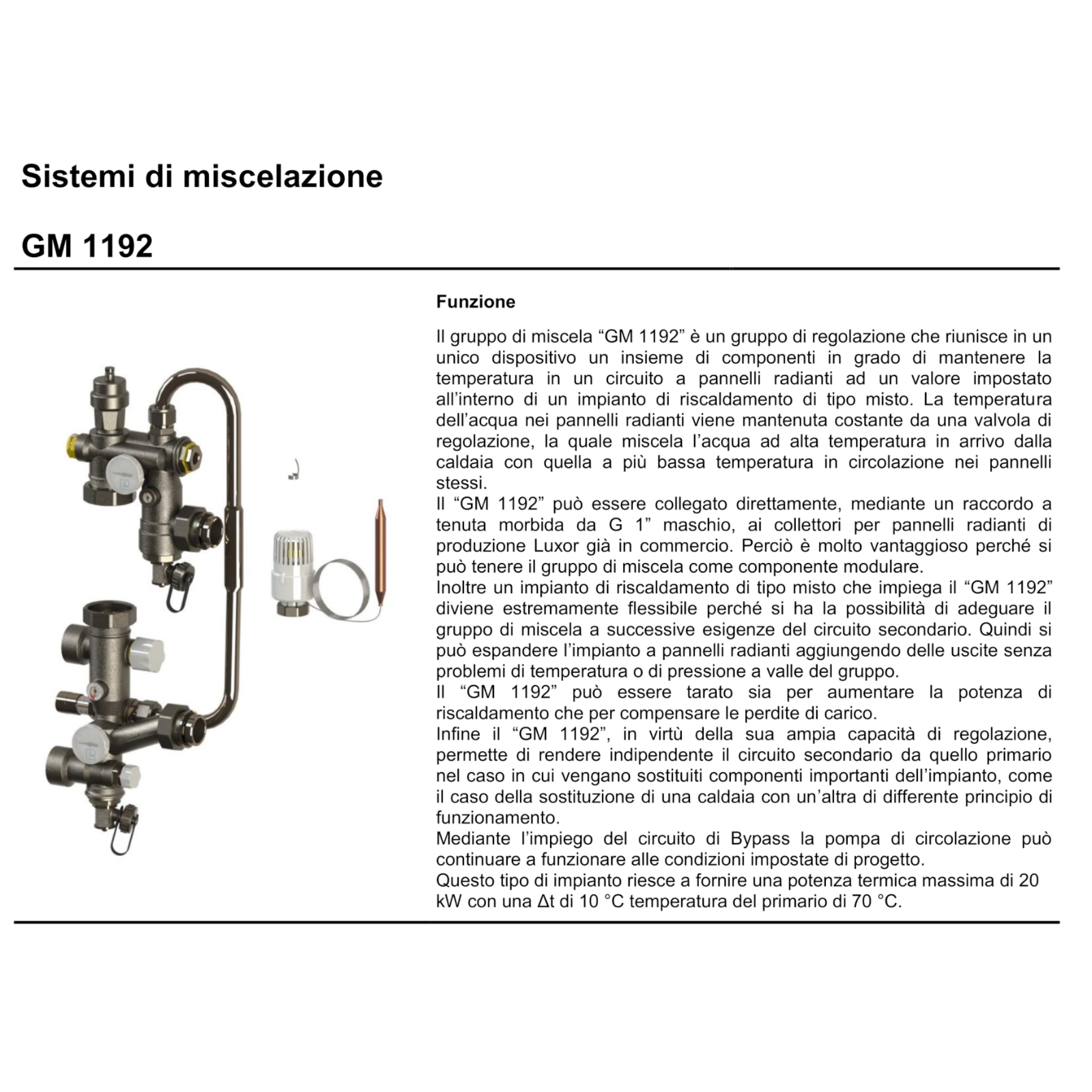Gruppo Regolazione Pavimento Radiante Completo G1 130mm Testa Termostatica D.X