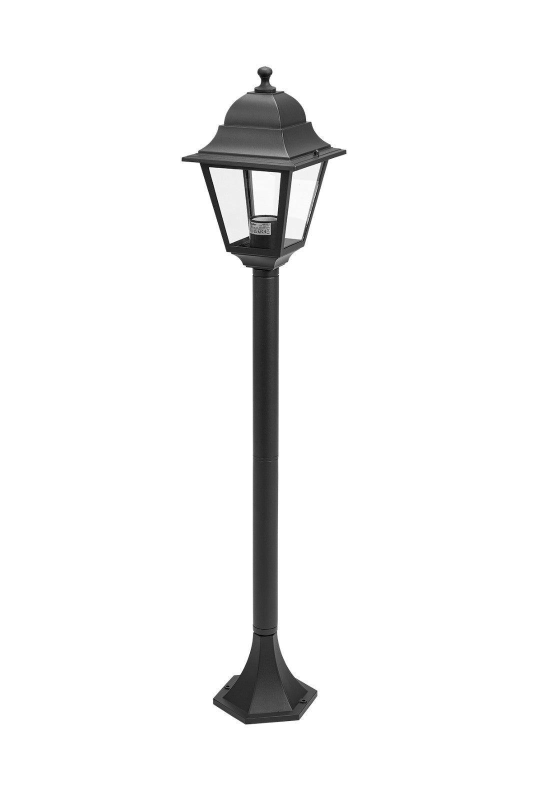 Lampione Giardino 1 Luce Nero H100cm IP43 Attacco E27 Paletto Esterno Design VBS