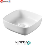Lavabo Da Appoggio Bagno Quadrato 40x40 LINPHA Ceramica Compatto Salvaspazio D.X