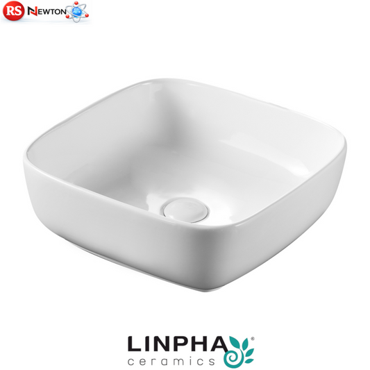 Lavabo Da Appoggio Bagno Quadrato 40x40 LINPHA Ceramica Compatto Salvaspazio D.X