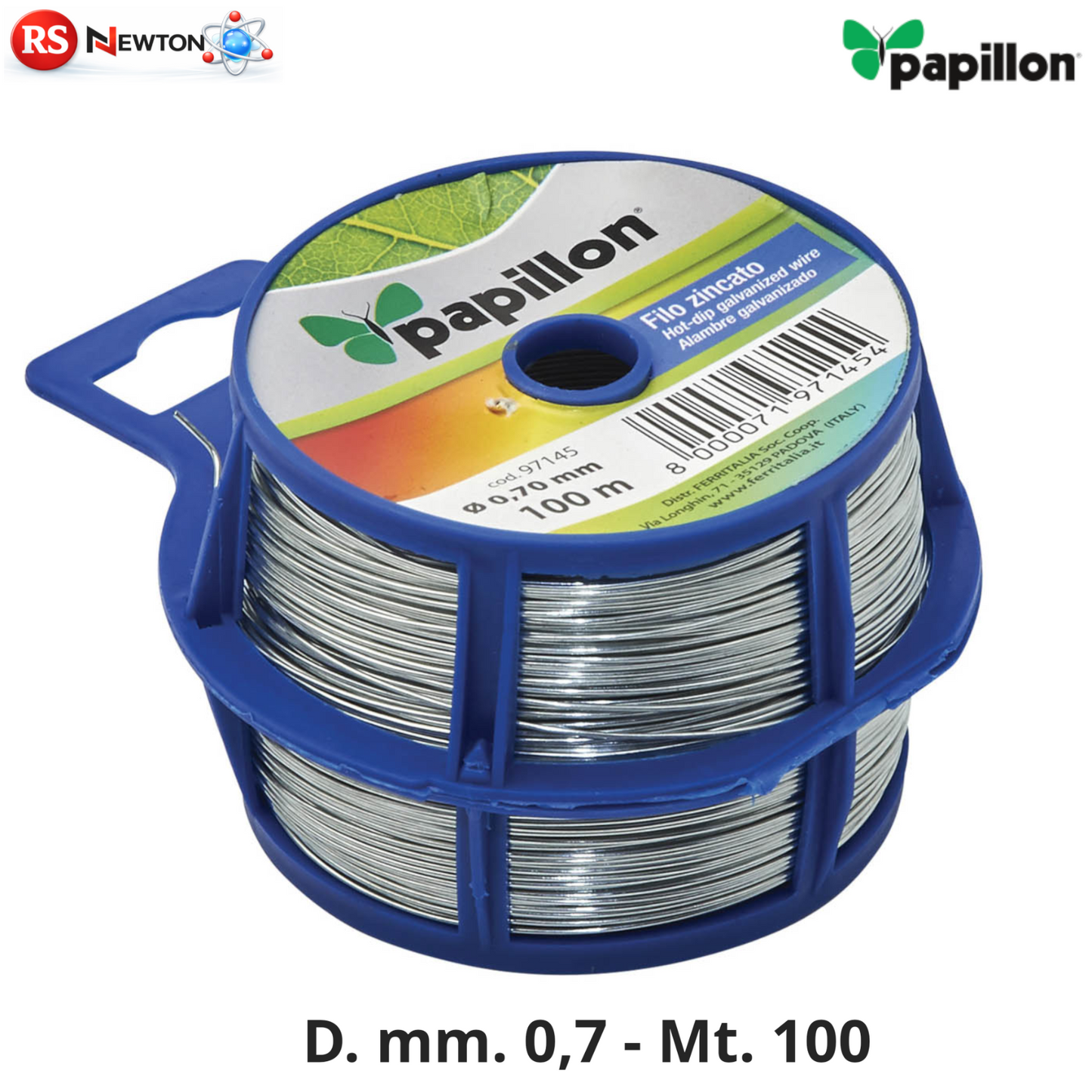 Filo Zincato 0,7 mm Bobina 100 M Legatura Giardinaggio Recinzioni Filo Ferro VBS