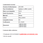 Portafaretto GU10 Applique Soffitto Parete Faretti a Incasso Bianco Nero LED V.L
