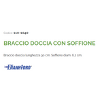 Kit Braccio Doccia con Soffione Cromato L30cm Design Moderno Universale D.X