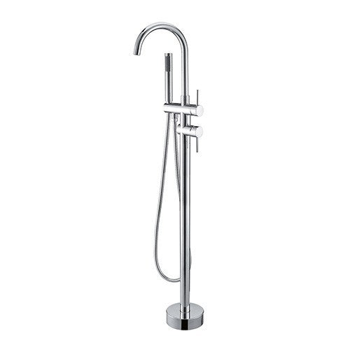 Miscelatore Vasca Da Bagno a Pavimento Moderno 115cm con Doccetta Cromo Nero D.X