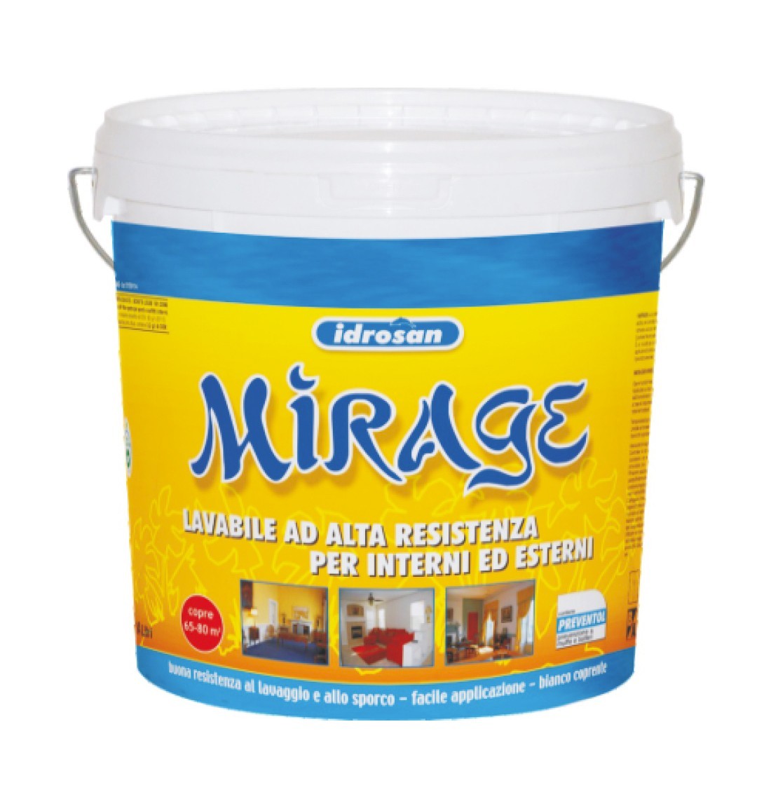 Idropittura Lavabile MIRAGE Interno Esterno Alta Resistenza Bianca Satinata I.D