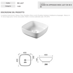 Lavabo Da Appoggio Bagno Quadrato 40x40 LINPHA Ceramica Compatto Salvaspazio D.X