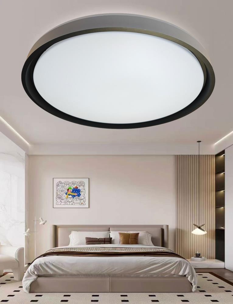 Lampadario Moderno LED Bianco Nero Oro 80W Plafoniera da Soffitto Rotonda V.L