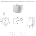 Sanitari Bagno Filo Muro NYMO Vaso WC Bidet Sedile Soft Close Bianco Moderno D.X