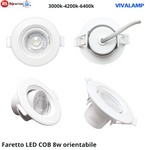 Faretto LED COB 8W Orientabile Rotondo Incasso Foro 60-75mm 640lm IP40 V.L