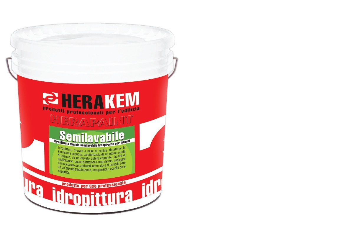 Pittura Bianca Per Interni HERAKEM Opaca SemiLavabile Traspirante Coprente 5 14L