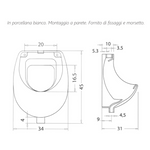 Orinatoio Bagno Sospeso in Porcellana Bianco a Parete Con Fissaggi WC Uomo D.X