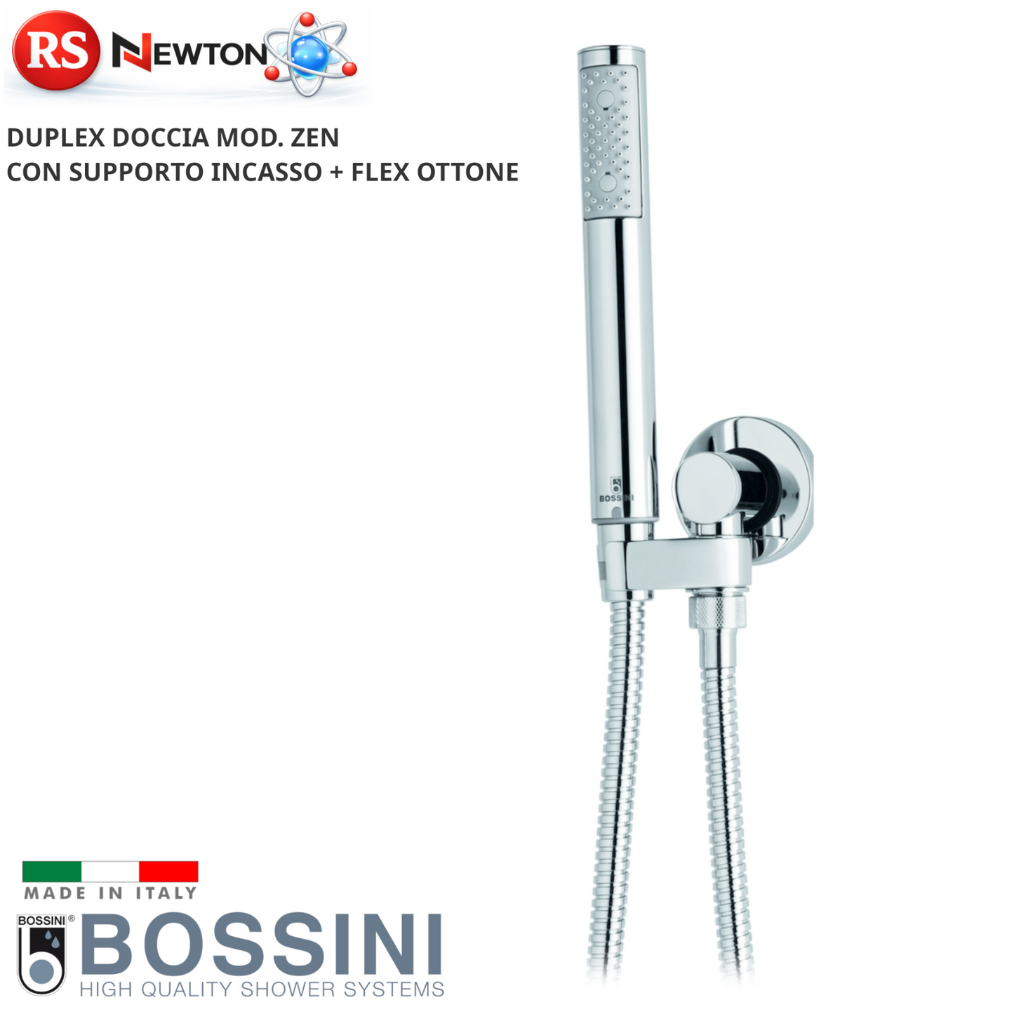 Set Doccia Duplex ZEN Doccetta a Pulsante Flessibile Ottone 125cm e Supporto D.X