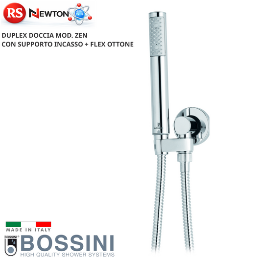 Set Doccia Duplex ZEN Doccetta a Pulsante Flessibile Ottone 125cm e Supporto D.X