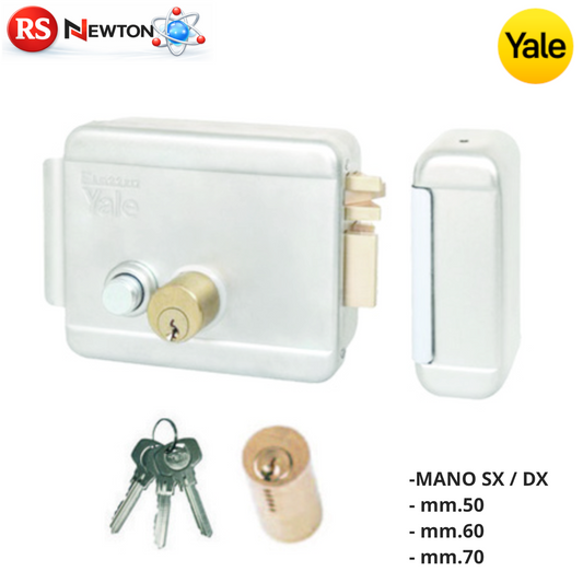 Serratura Elettrica Cancello YALE 12V Mano DX SX 50 60 70 mm Con Pulsante G.F