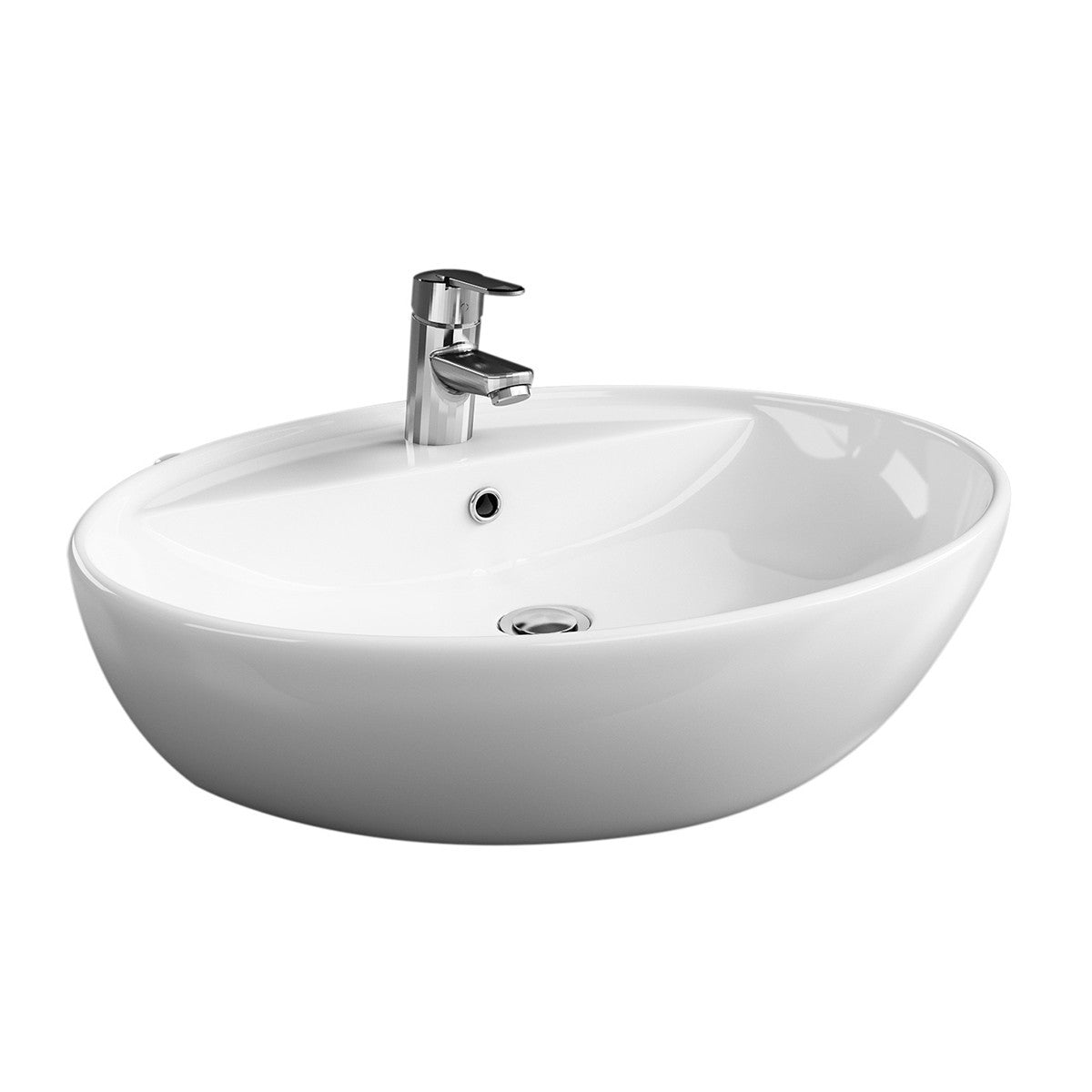 Lavabo Bagno 57cm LINPHA Klio Ceramica Sospeso Appoggio Bianco Salvaspazio D.X