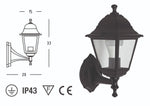 Lanterna Esterno Compatta Vintage Lampada E27 Alluminio Nero Giardino Parete VBS