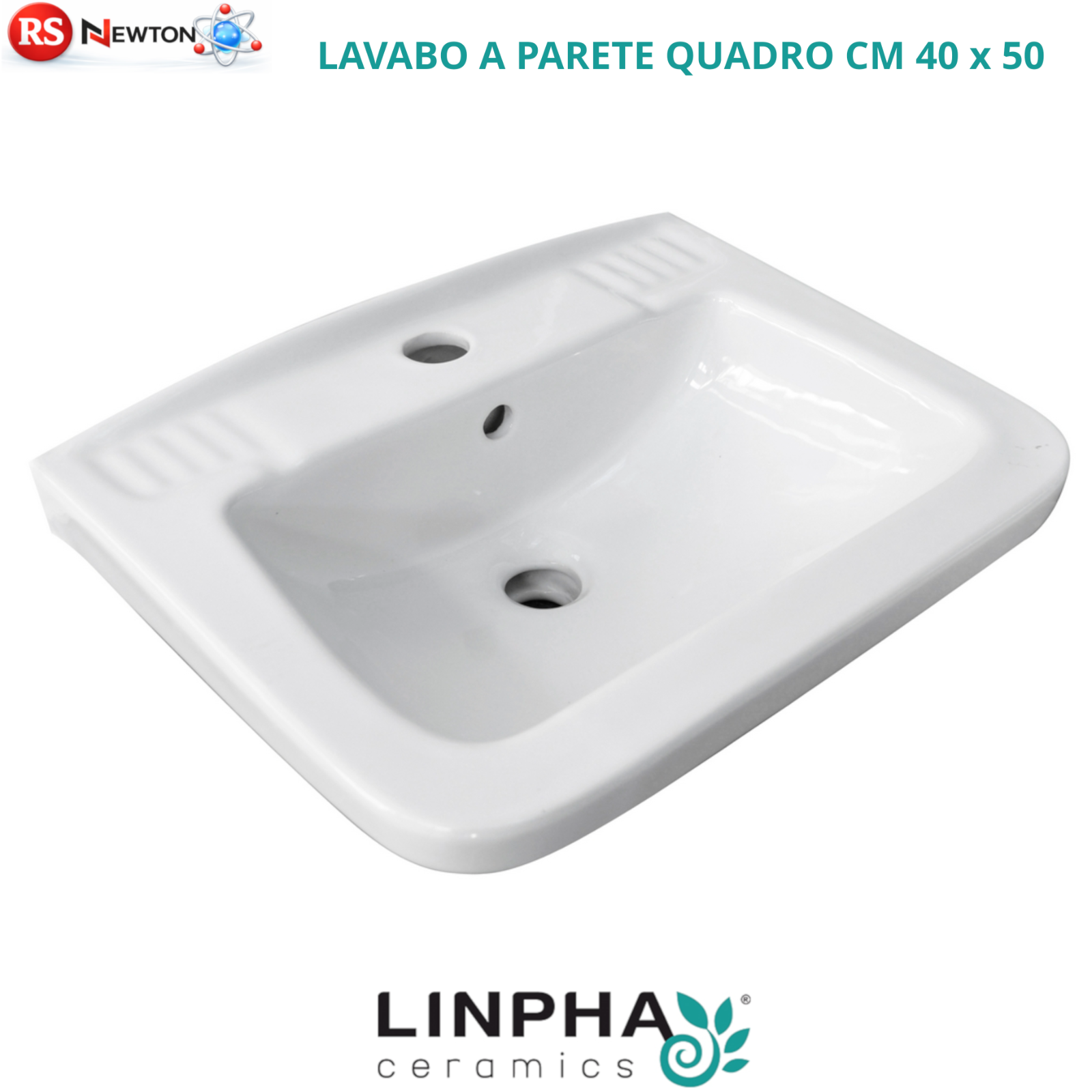 Lavabo a Parete Quadro Sospeso 40x50 cm LINPHA Ceramica Bianco Bagno Moderno D.X