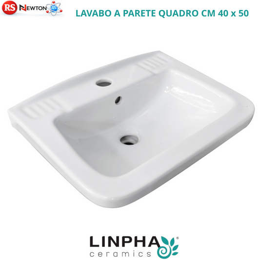 Lavabo a Parete Quadro Sospeso 40x50 cm LINPHA Ceramica Bianco Bagno Moderno D.X