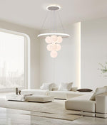 Lampadario Moderno Sospeso Bianco 50cm LUNE Camera Soggiorno Elegante 92W V.L