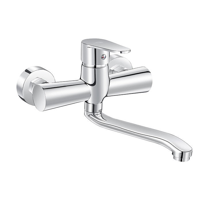Rubinetto a Muro Miscelatore Lavello Cucina Moderno Cromato Nero Nichel D.X