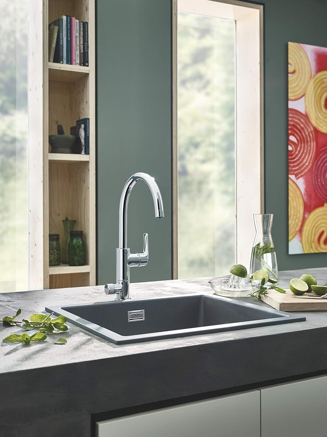 Rubinetto Miscelatore Per Lavello Cucina GROHE PURE Con Sistema Filtro Acqua D.X