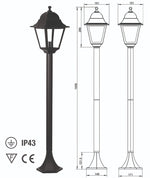 Lampione Giardino 1 Luce Nero H100cm IP43 Attacco E27 Paletto Esterno Design VBS