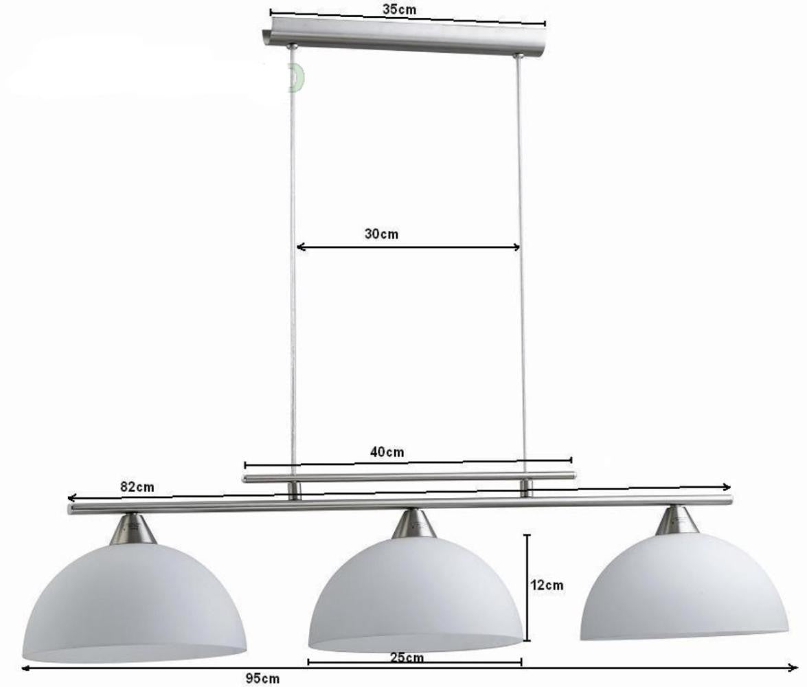 Lampadario Sospeso Vetro Metallo Moderno 3 Luci E27 Salotto Cucina Elegante V.L