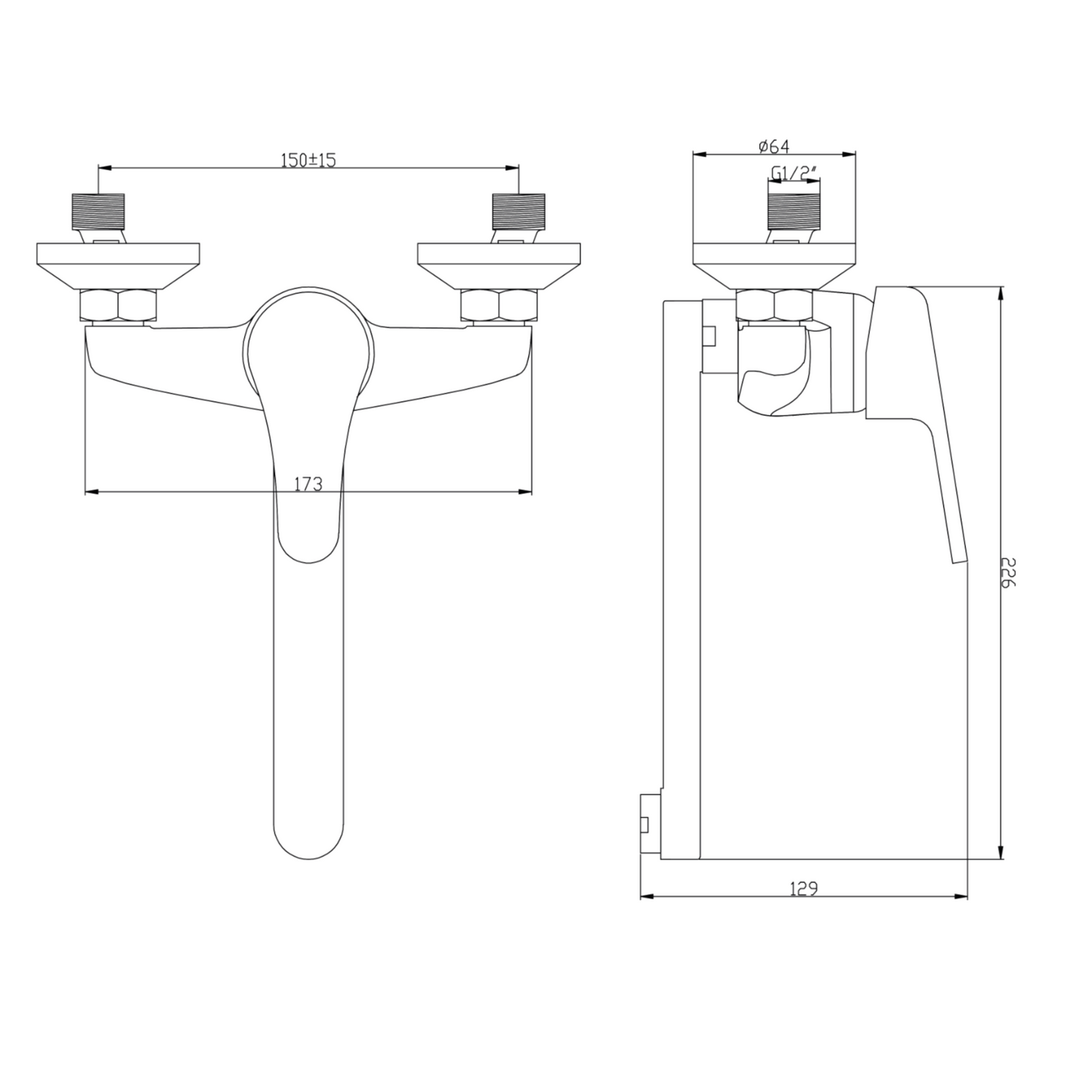 Rubinetto Cucina a Muro HydrAll Ines Monocomando Cromato Miscelatore Lavello D.X
