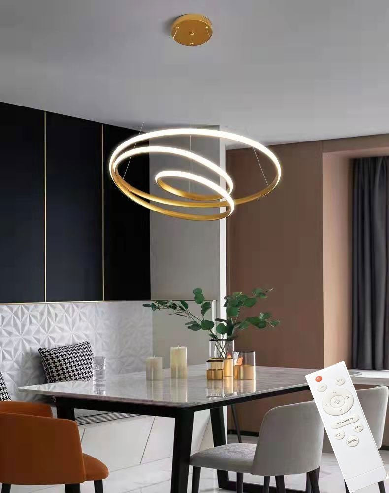 Lampadario Sospeso LED 90W Dimmerabile Telecomando Moderno Bianco Nero Oro V.L