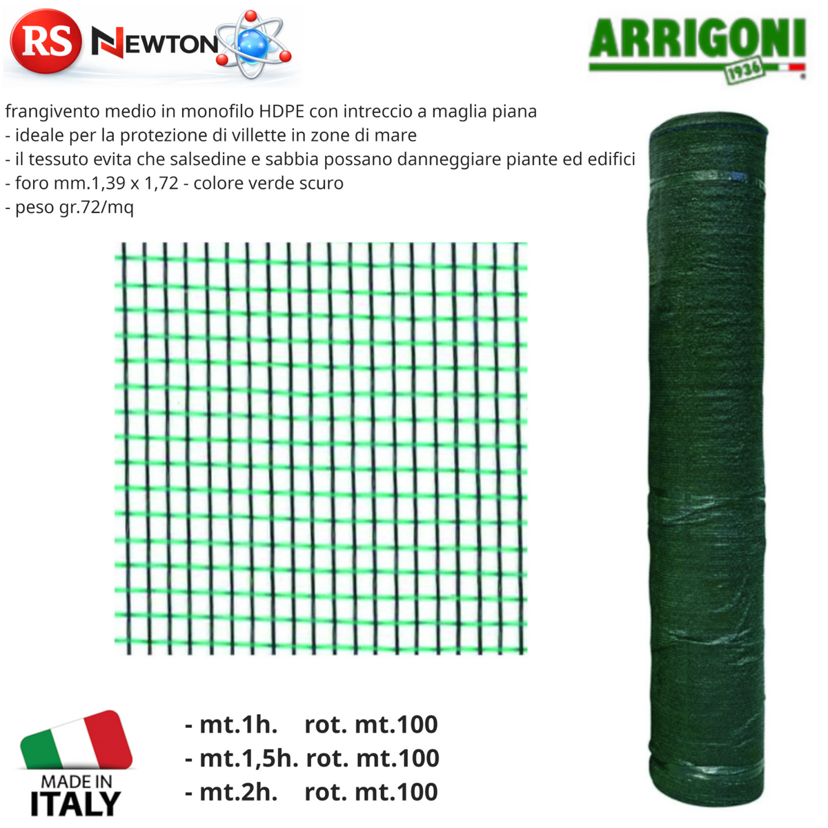 Rete Frangivento Verde Scuro in HDPE Protezione Per Case Zona Mare Balcone G.F