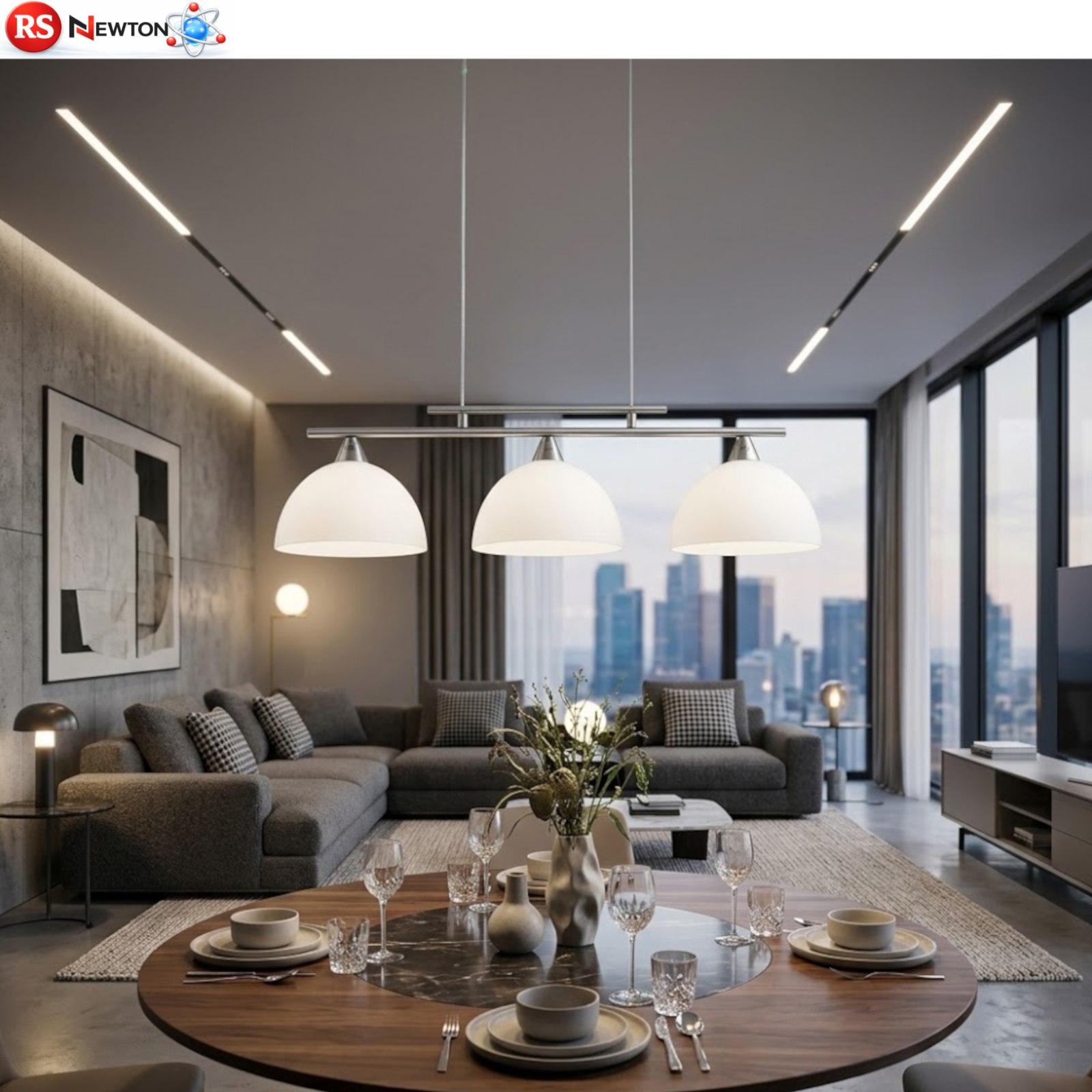 Lampadario Sospeso Vetro Metallo Moderno 3 Luci E27 Salotto Cucina Elegante V.L