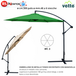 OMBRELLONE Da Patio Giardino Tondo 3M in Metallo Decentrato Con Manovella G.F
