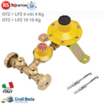 Regolatore Gas GPL 2 Bombole Doppio Stadio OTZ LPZ 4-10 Kg/h Completo Staffa D.X