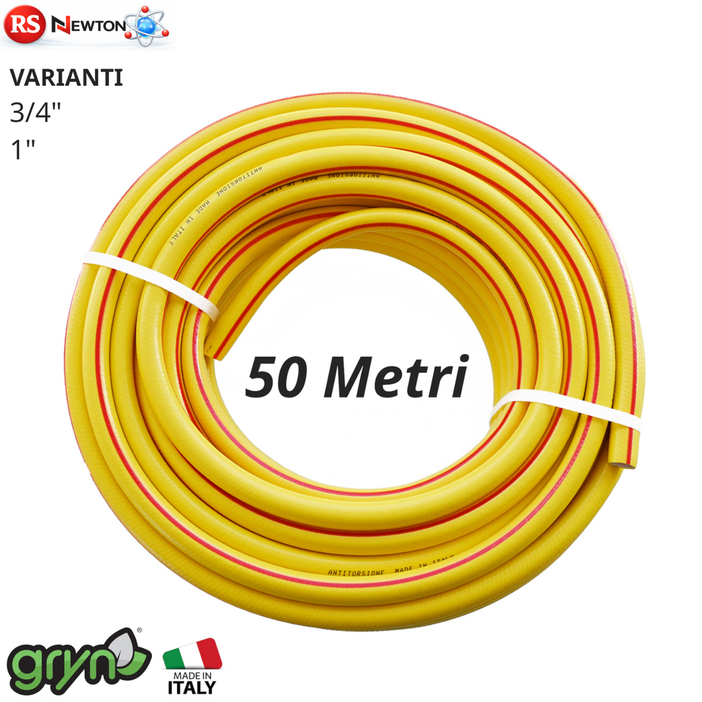 Tubo Giardino 50 Mt PVC Rinforzato Anti-torsione Pompa Acqua Potabile 3/4 1" D.X