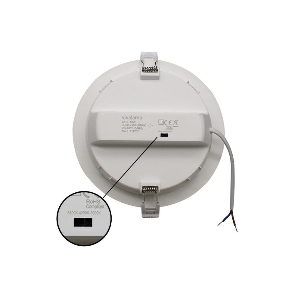 Faretto LED Incasso 18W Rotondo Ø170mm CCT 3000K 4200K 6400K Per Cartongesso V.L