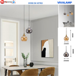 Lampadario Sospensione Sfera Vetro E27 Design Moderno Globo 20cm Elegante V.L
