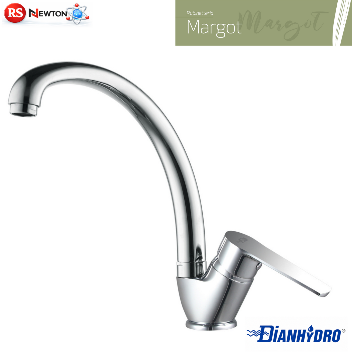 Rubinetto Cucina Margot Bocca Alta Girevole Miscelatore Monocomando Moderno D.X