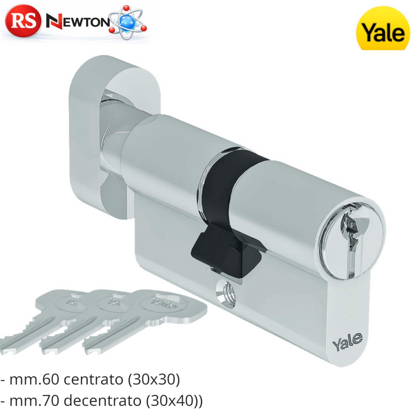 Cilindro Europeo Porta Blindata YALE con Pomolo 60 70 mm Antiscasso 5 Spine G.F