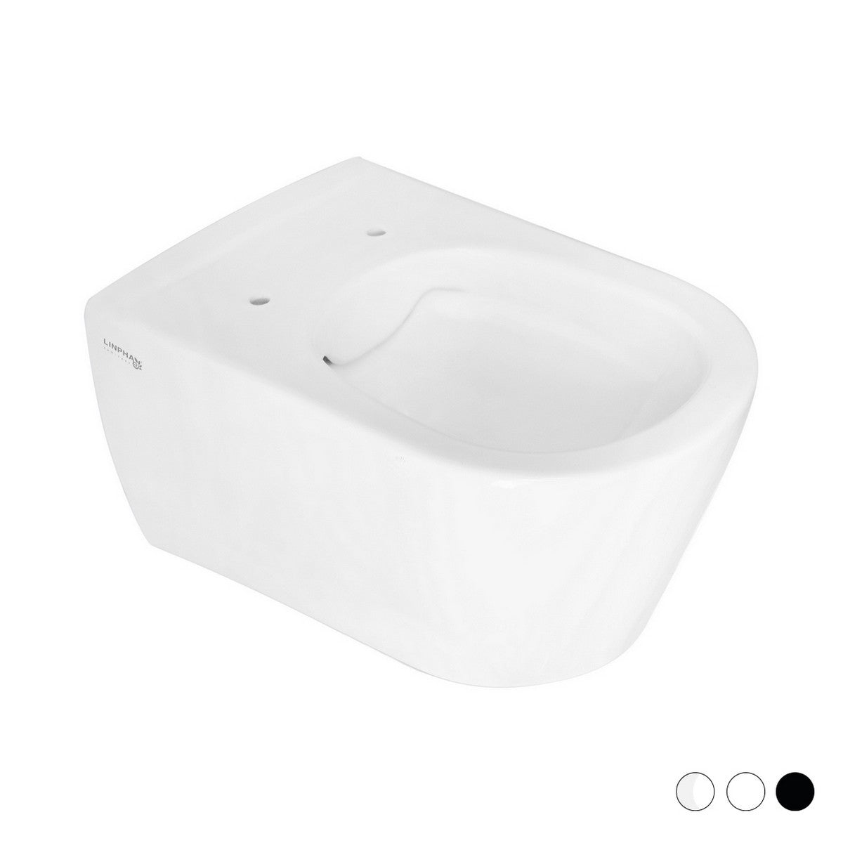Sanitari Sospesi Bagno LINPHA Rimless WC Bidet Sedile Soft Close Bianco Nero D.X