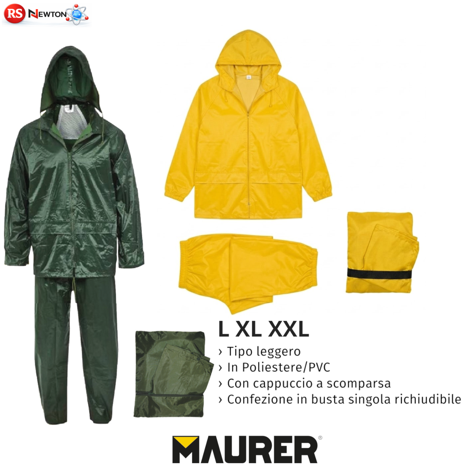 Completo Impermeabile Antistrappo Giacca Pantalone PVC Cappuccio Lavoro VBS