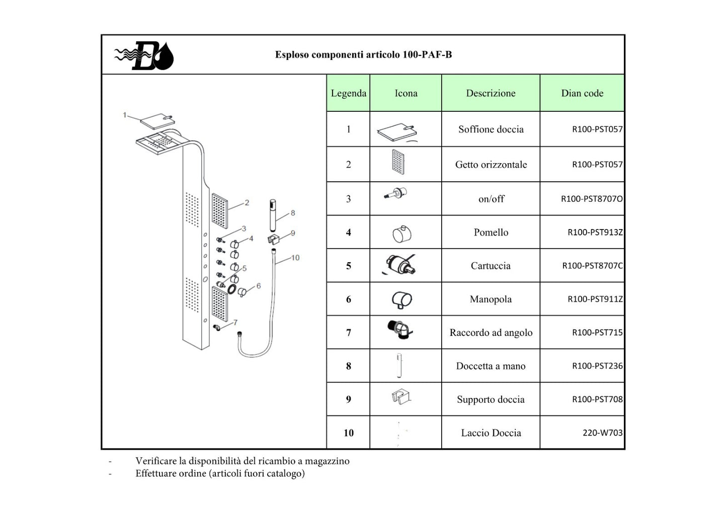 Doccia Multifunzione Bianco Lucido Colonna In Alluminio Lucido 15xH150 cm D.X
