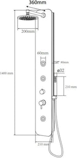 Colonna Pannello Doccia BALI in Vetro Temperato Bianco Lucido MULTIFUNZIONE D.X
