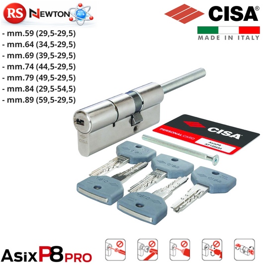 Cilindro Profilo Europeo Sagomato CISA ASIX P8 PRO Per POMOLO Ottone Nichel G.F