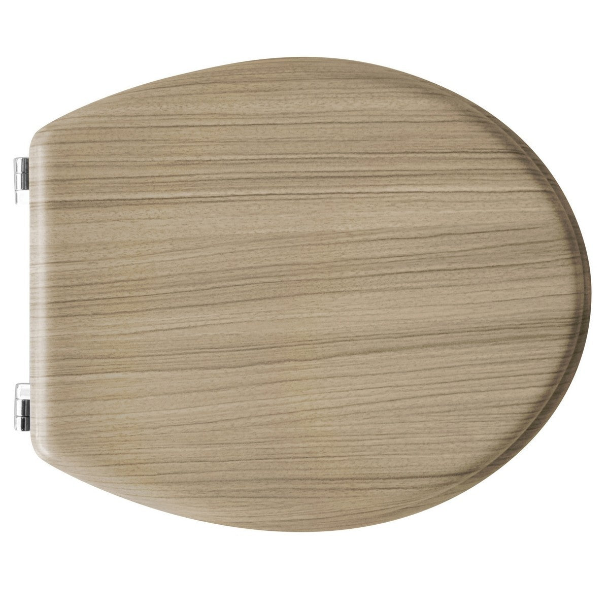 Sedile WC Universale Legno Rovere Sbiancato Cerniere Regolabili Copriwater D.X
