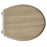 Sedile WC Universale Legno Rovere Sbiancato Cerniere Regolabili Copriwater D.X
