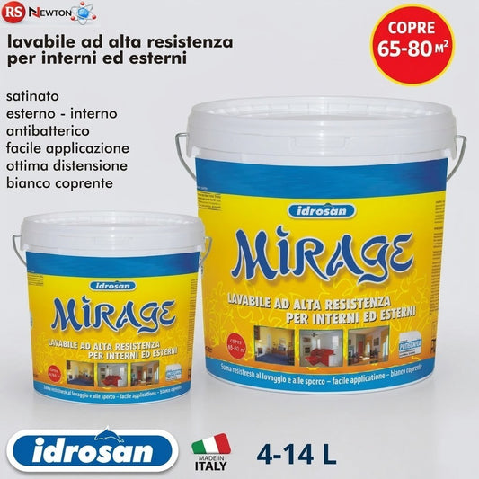 Idropittura Lavabile MIRAGE Interno Esterno Alta Resistenza Bianca Satinata I.D