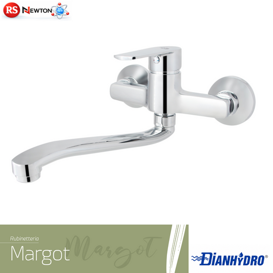 Miscelatore Lavello a Muro Margot Rubinetto Canna Girevole Cucina Monocomand D.X