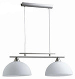Lampadario Vetro Metallo Moderno 2 Luci E27 Salotto Cucina a Sospensione V.L